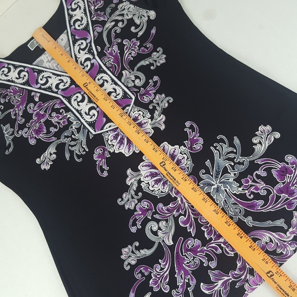 ⬇️ JM Collection Medium Purple Black Tunic - Picture 7 of 8